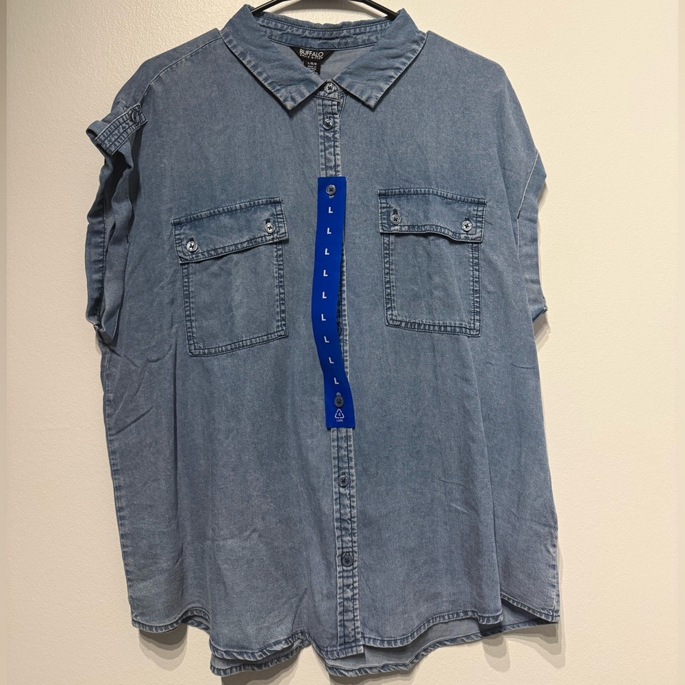 Buffalo David Bitton Light Blue Denim Casual Shirt
